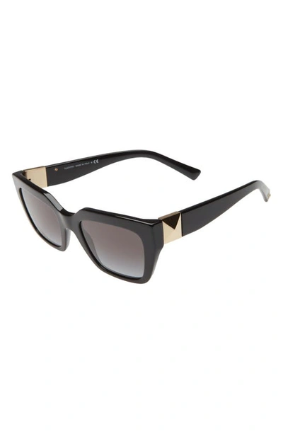 Shop Valentino 52mm Square Sunglasses In Black/ Grey Gradient
