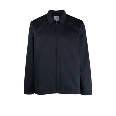Shop Sunspel Blue Harrington Zip-up Cotton Jacket