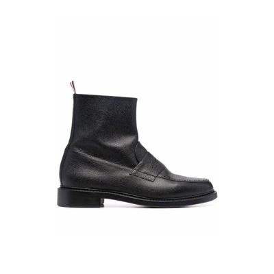 Shop Thom Browne Black Penny Loafer Ankle Boots