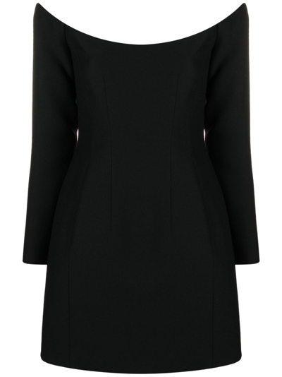 Shop Valentino Black Off-the-shoulder Mini Dress