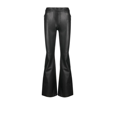 Shop Spanx Black Faux Leather Flared Trousers