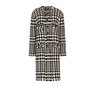Shop Dolce & Gabbana Black And Houndstooth Single-breasted Coat - Women's - Polyester/cotton/other Fibreswoolelastane In White