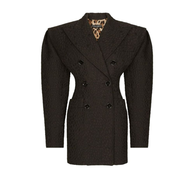 Shop Dolce & Gabbana Black Structured Cloqué Jacket