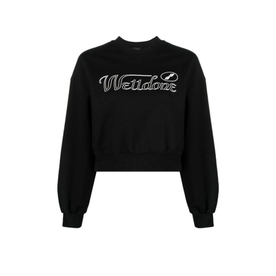 Shop We11 Done Black Logo Cotton Sweatshirt