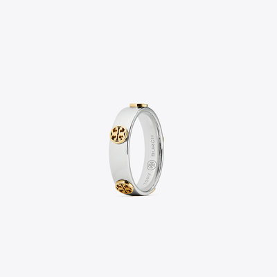 Shop Tory Burch Miller Stud Ring In Tory Silver/tory Gold