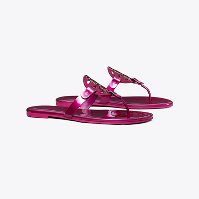 Shop Tory Burch Miller Soft Patent Leather Sandal In Hot Pink