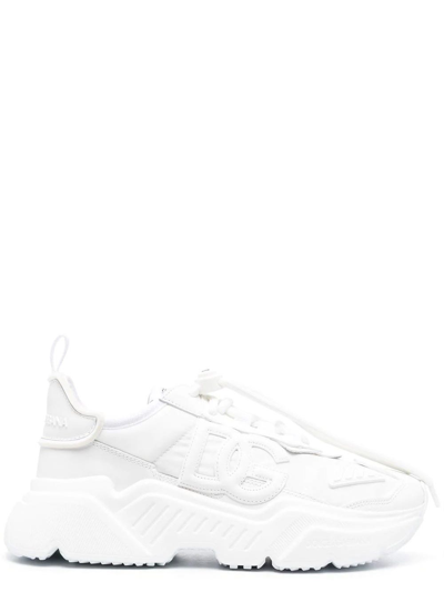 Shop Dolce & Gabbana Daymaster White Leather Sneakers With Logo