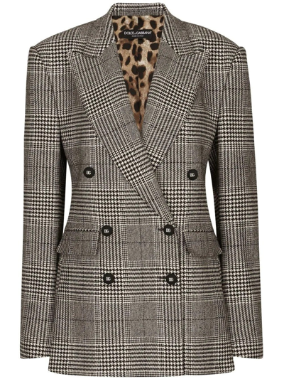 Shop Dolce & Gabbana Houndstooth Double-breasted Blazer In Multicolore