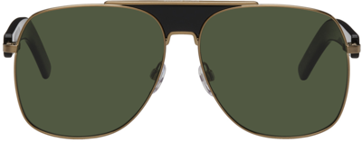 Shop Palm Angels Black Bay Sunglasses In Black - Gold Green