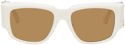 Shop Palm Angels White Laguna Sunglasses In White Brown