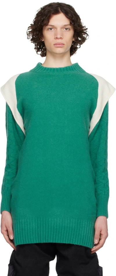 Shop Kiko Kostadinov Green Imagro Sweater In Teal Green/greige