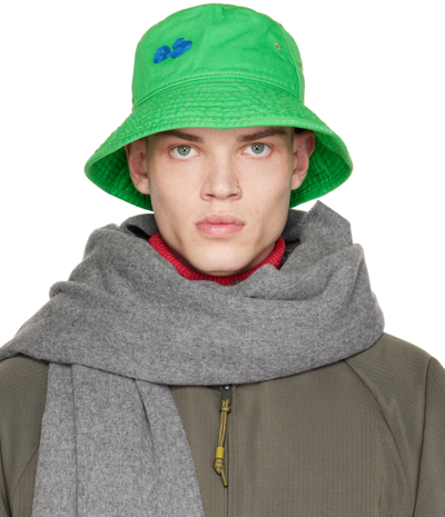 Shop Acne Studios Green Embroidered Bucket Hat In Ab8 Green
