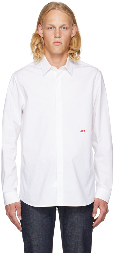 Shop 424 White Embroidered Shirt In 2 White
