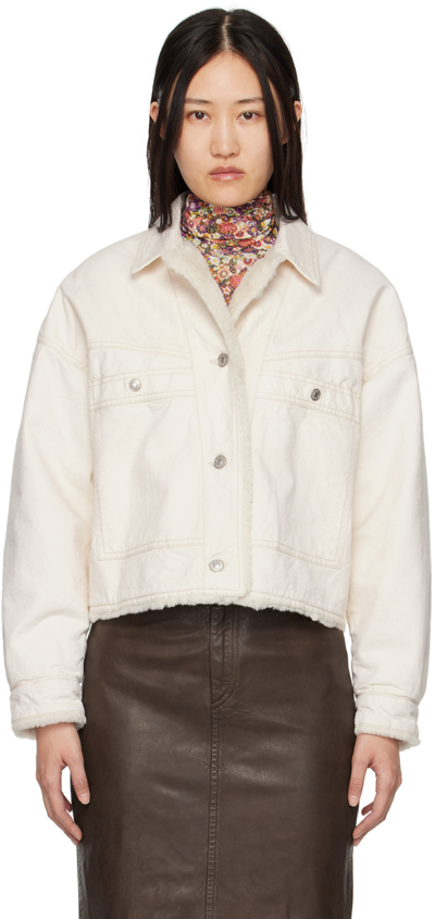 Shop Isabel Marant Off-white Paoleta Denim Jacket In 23ec Ecru