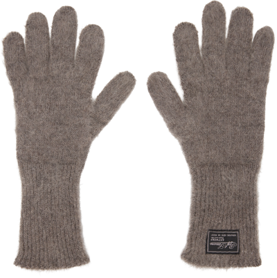 Shop Raf Simons Taupe Mohair Gloves In 0073 Taupe