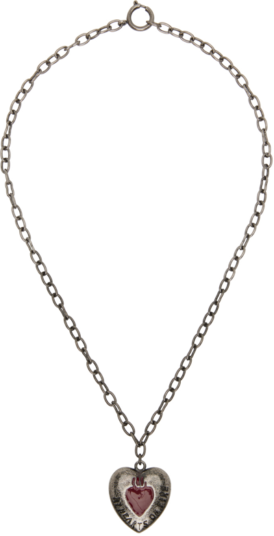 Shop Marni Silver Heart Necklace In Nf781 Vintage Pallad