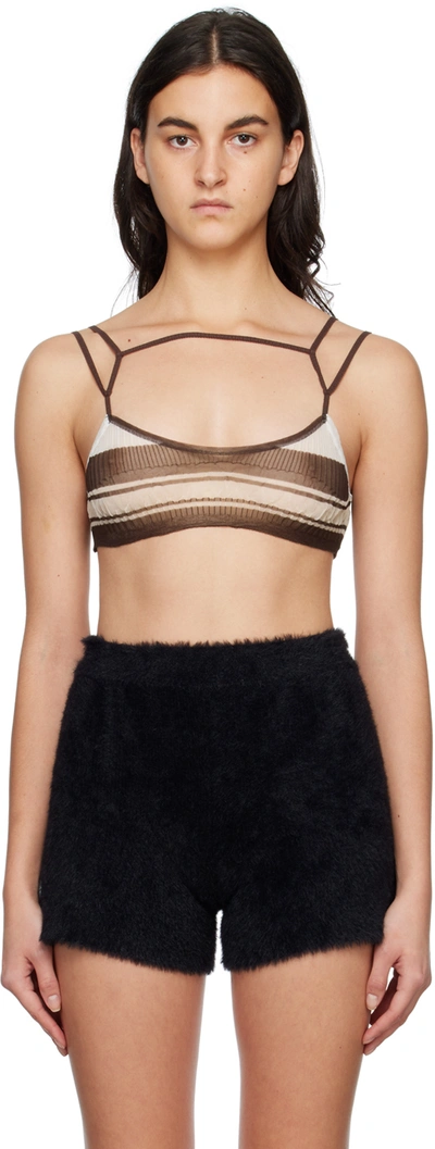 Shop Jacquemus Brown Le Papier 'le Bandeau Sognu' Bra In 80 Multi-brown