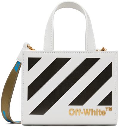 Shop Off-white White Diag Hybrid Shop 18 Lettering Tote In White Black