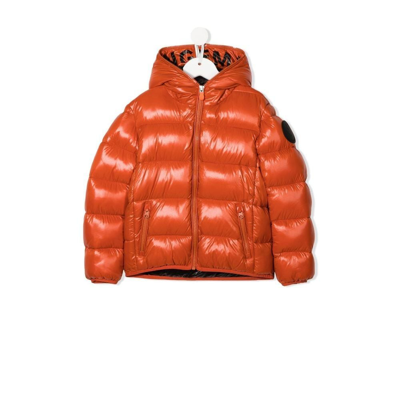 Save The Duck Hooded Zipped-up Padded Jacket In Orange