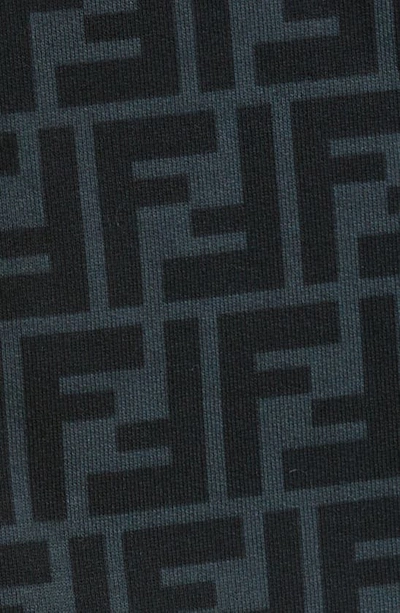 Shop Fendi Ff Logo Print Hoodie In Anthracite/ Nero/ Grig
