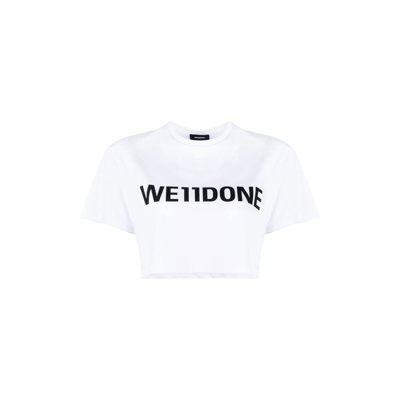 Shop We11 Done Cropped Logo Cotton T-shirt - Women's - Cotton/polyester/polyurethane In White