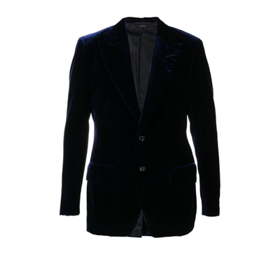 Shop Tom Ford Velvet Single-breasted Blazer - Men's - Silk/cupro/viscose In Blue