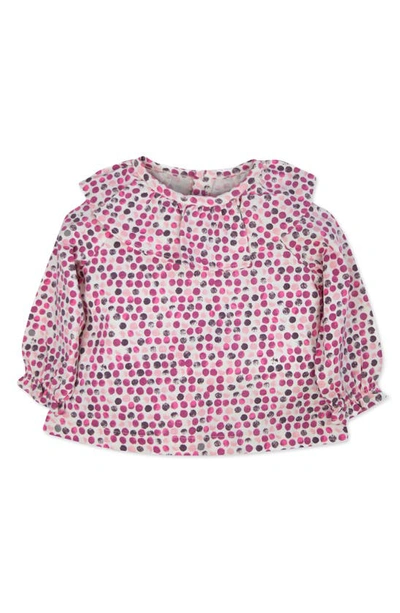 Shop Oliver & Rain Polka Dot Organic Cotton Shirt & Pants Set In Raspberry