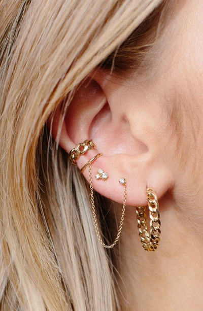 Shop Zoë Chicco Trio Diamond Stud Earring In 14kyg