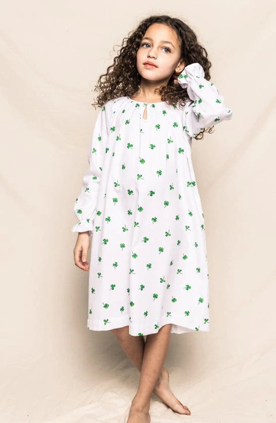Shop Petite Plume Kids' Delphine Shamrocks Nightgown In Green