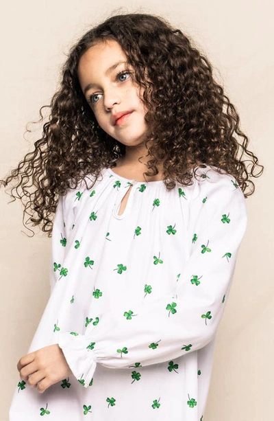 Shop Petite Plume Kids' Delphine Shamrocks Nightgown In Green