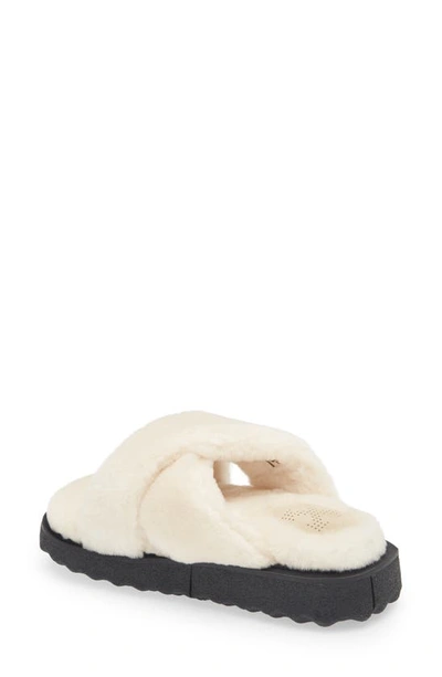 Off-white Sponge Sole Faux Shearling Slide Sandal In Cream Black