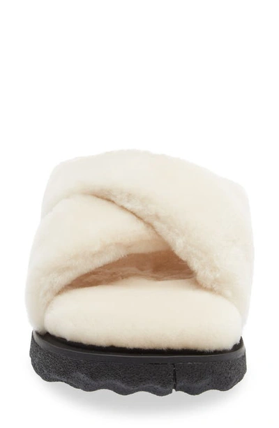 Shop Off-white Sponge Sole Faux Shearling Slide Sandal In Cream Black