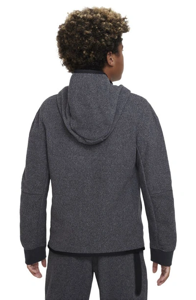 Shop Nike Kids' Tech Fleece Winterized Full Zip Hoodie In Dark Smoke Grey/ Black