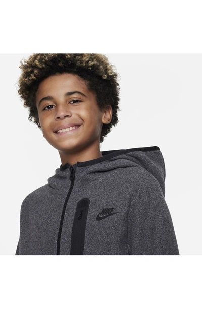 Shop Nike Kids' Tech Fleece Winterized Full Zip Hoodie In Dark Smoke Grey/ Black