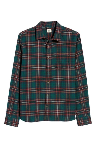 Shop Marine Layer Plaid Stretch Flannel Button-up Shirt In Green