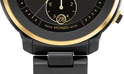 Shop Movado Bold Verso Chronograph Ceramic Bracelet Watch, 40mm In Black