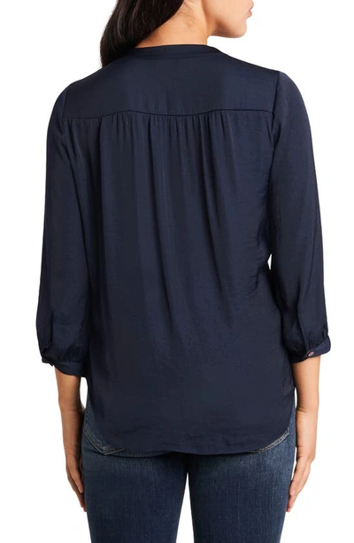 Shop Vince Camuto Rumple Satin Top In Classic Navy