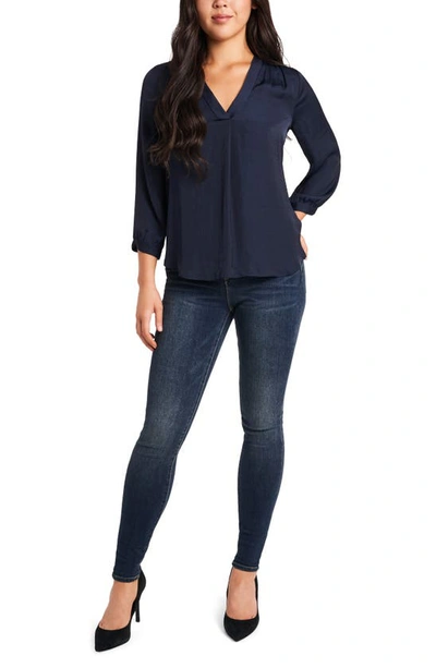 Vince Camuto V Neck Blouse In Classic Navy