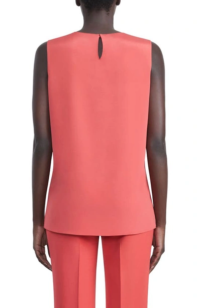 Shop Lafayette 148 Adela Sleeveless Stretch Silk Blouse In Vibrant Coral