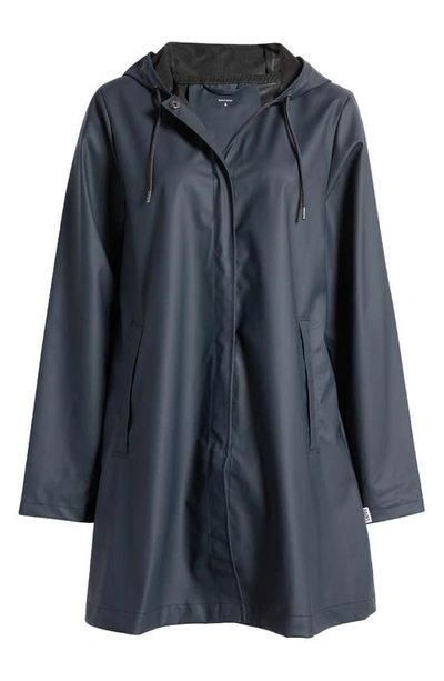Shop Rains Waterproof Hooded Rain Jacket In Navy