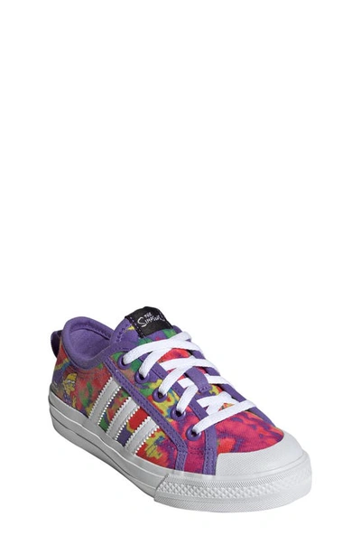 Shop Adidas Originals X The Simpsons Kids' Nizza Sneaker In Black/ White/ Purple