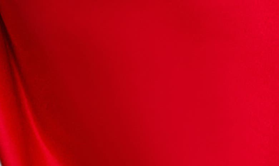 House Of Cb Adrienne Gathered Satin Strapless Gown In Scarlet