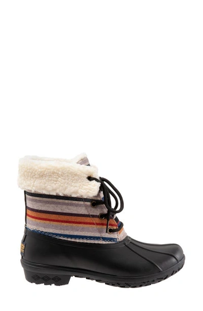 Shop Pendleton Bridger Stripe Waterproof Faux Shearling Lined Boot In Black