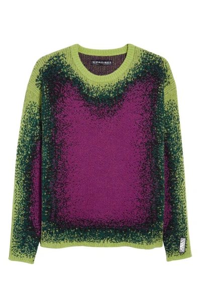 Shop Y/project Gradient Jacquard Crewneck Wool Blend Sweater In Green / Purple