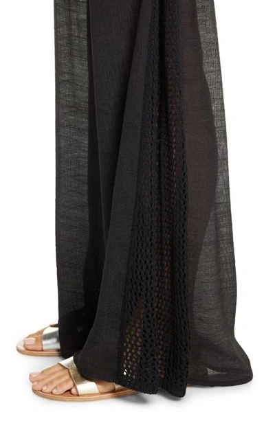Shop Elan Crochet Trim Wide Leg Cover-up Pants In Black