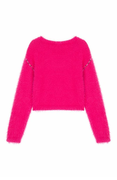 Shop Truce Kids' Embellished Sweater In Dark Pink