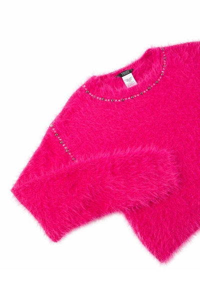 Shop Truce Kids' Embellished Sweater In Dark Pink
