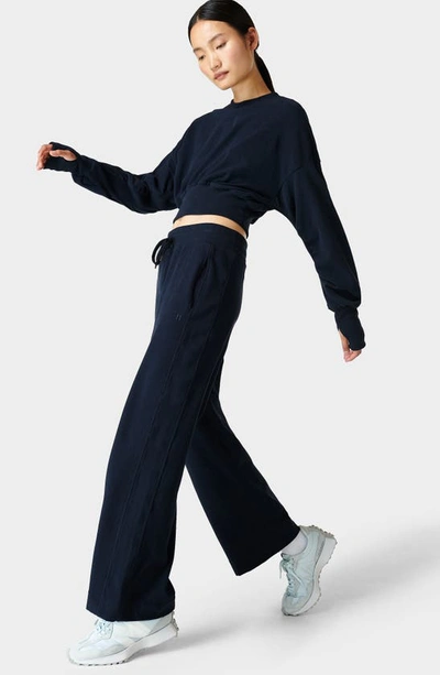 Shop Sweaty Betty Serene Luxe Fleece Pants In Navy Blue