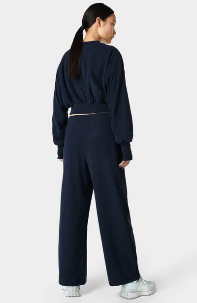 Shop Sweaty Betty Serene Luxe Fleece Pants In Navy Blue