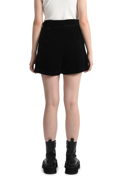 Shop Molly Bracken Sparkly Velvet Shorts In Black